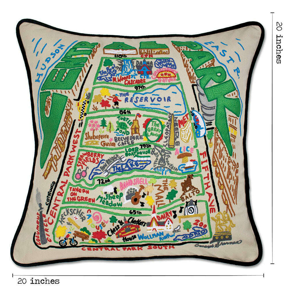 Central Park Hand-Embroidered Pillow