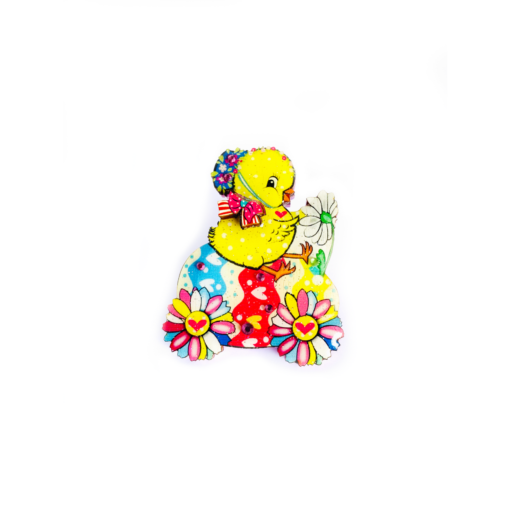 Chickadee Goes Riding Brooch by Rosie Rose Parker