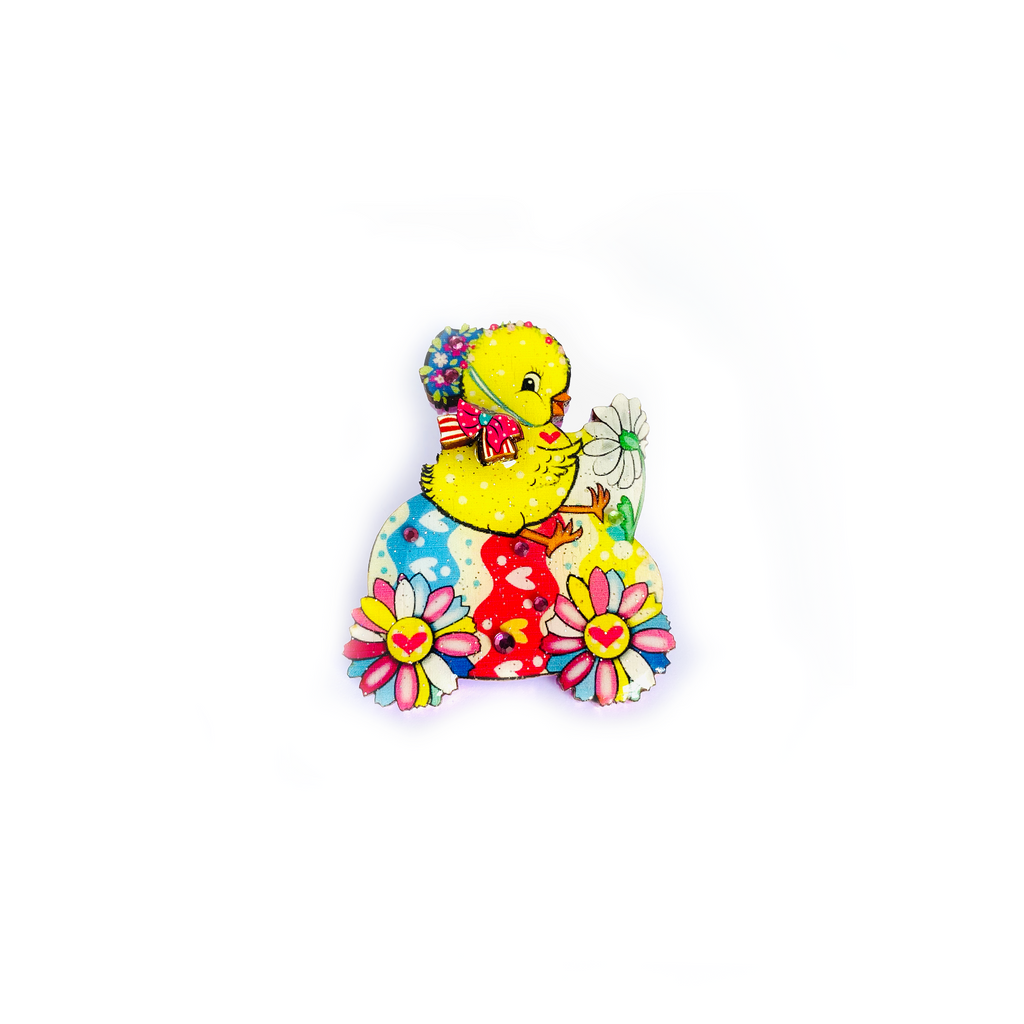 Chickadee Goes Riding Brooch by Rosie Rose Parker
