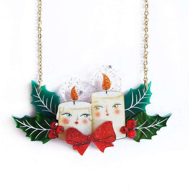 Christmas Candles Statement Necklace by Laliblue