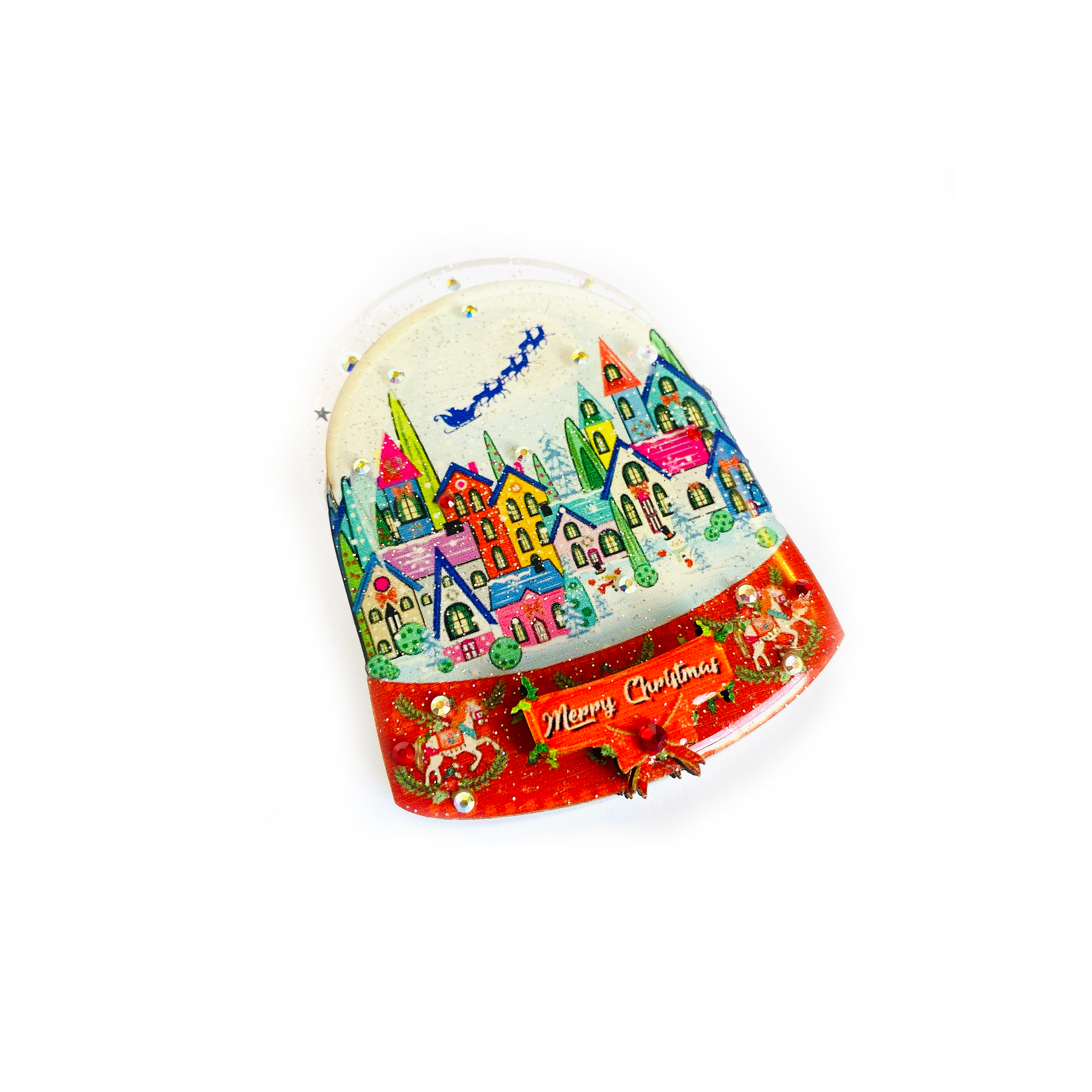 Christmas Snow Globe Brooch by Rosie Rose Parker