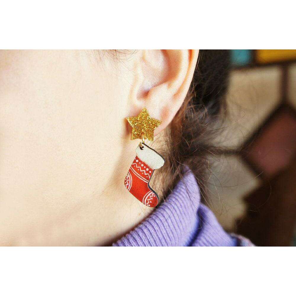 Christmas Stocking Earrings by Laliblue