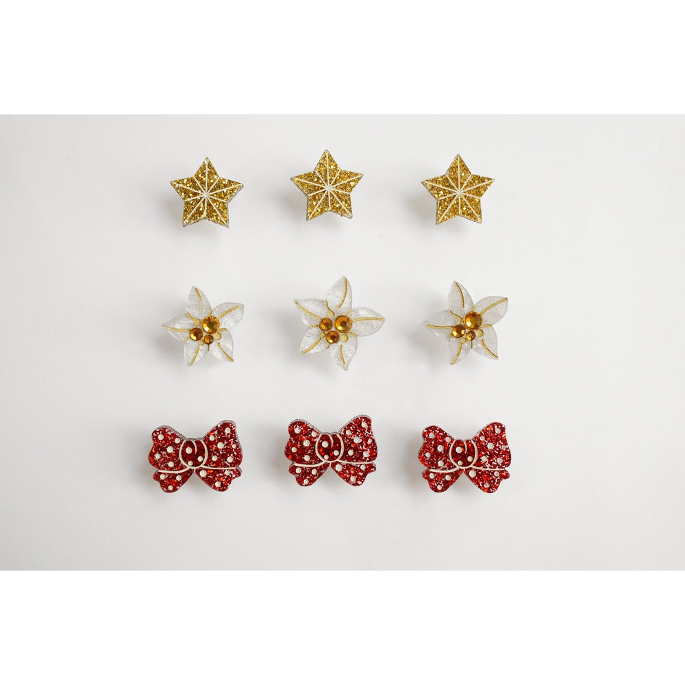 Christmas-Themed Brunette Hair Brooch with Earring Set by Laliblue – Retro Kitschy Statement Brooch for Collectors