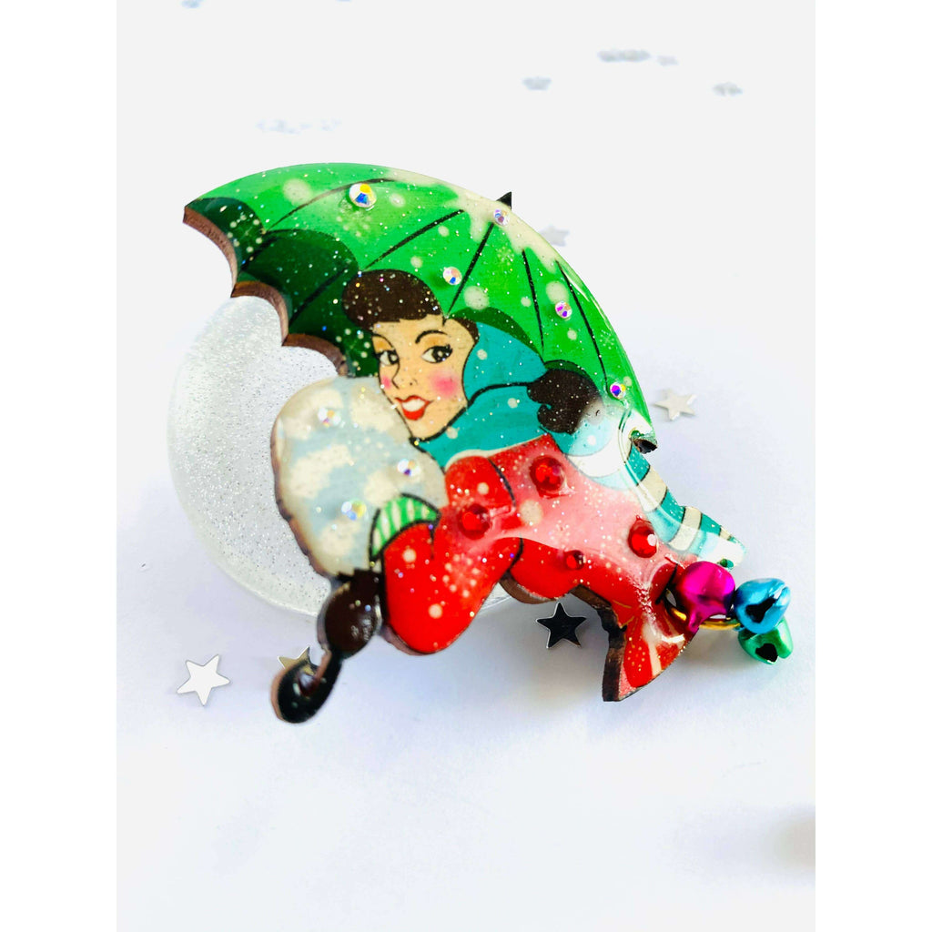 Christmas Umbrella Brooch by Rosie Rose Parker