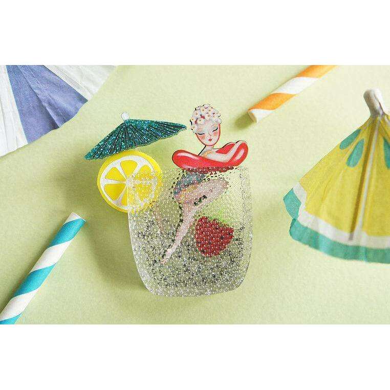Cocktail Pin Up Girl Brooch by Laliblue