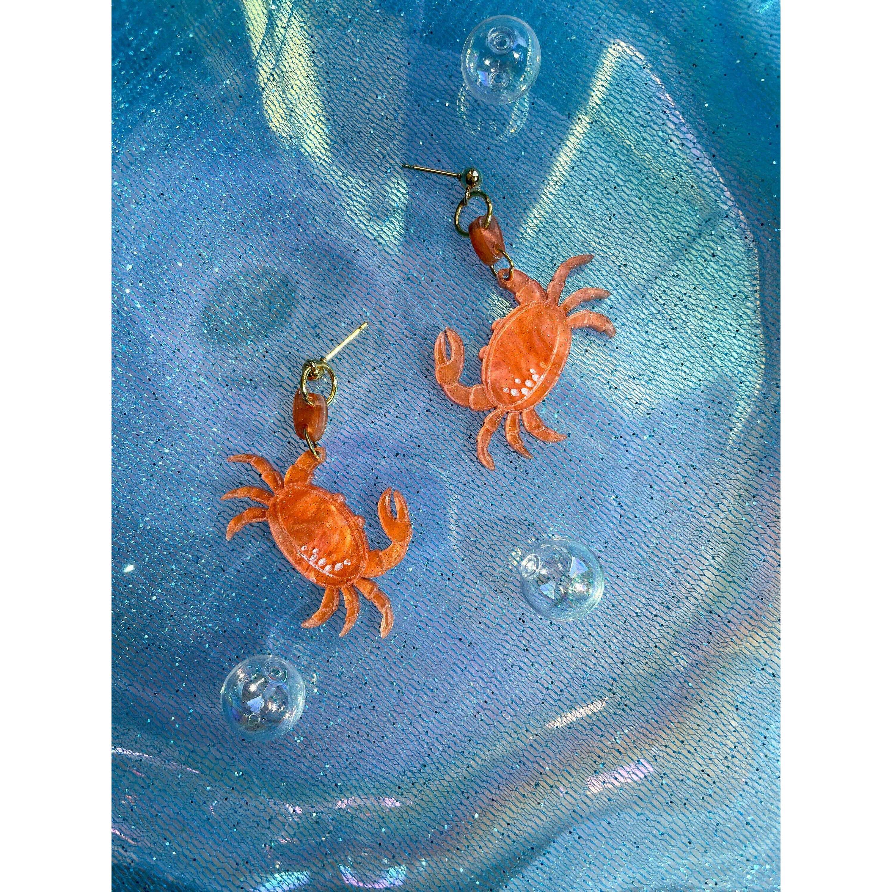 Crawling into Summer Crab Earrings