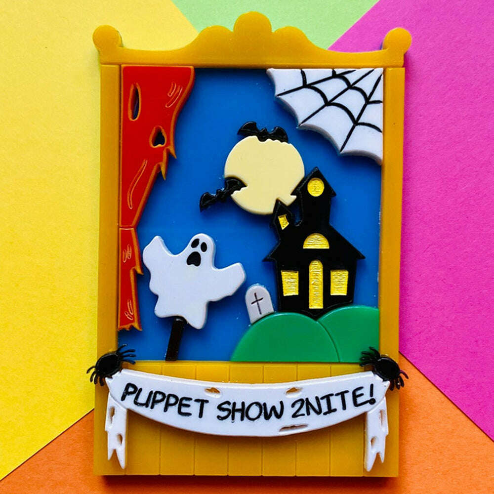 Creepy Funfair Collection - Scary Puppet Show Acrylic Brooch by Makokot Design