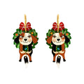 Dog in A Christmas Wreath Earrings by Laliblue – Retro Statement Jewelry Laliblue