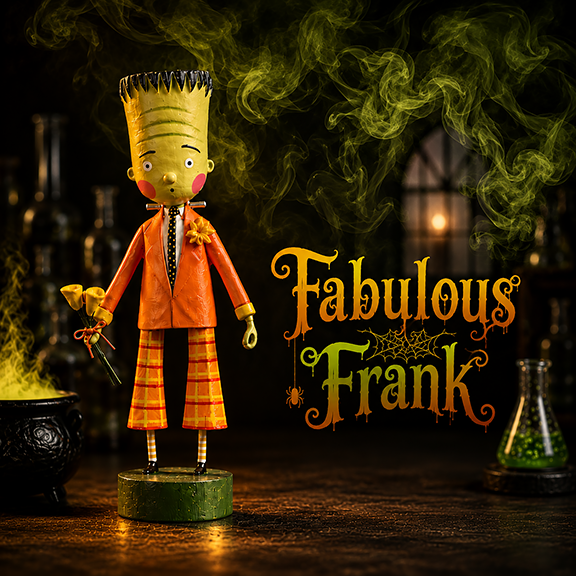 Fabulous Frank Halloween Figurine by Lori Mitchell — 8-Inch Folk Art Poly Resin Collectible