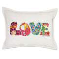 Flower Power Love Letters Hand-Embroidered Pillow - Available in Bright or Pastel by CatStudio
