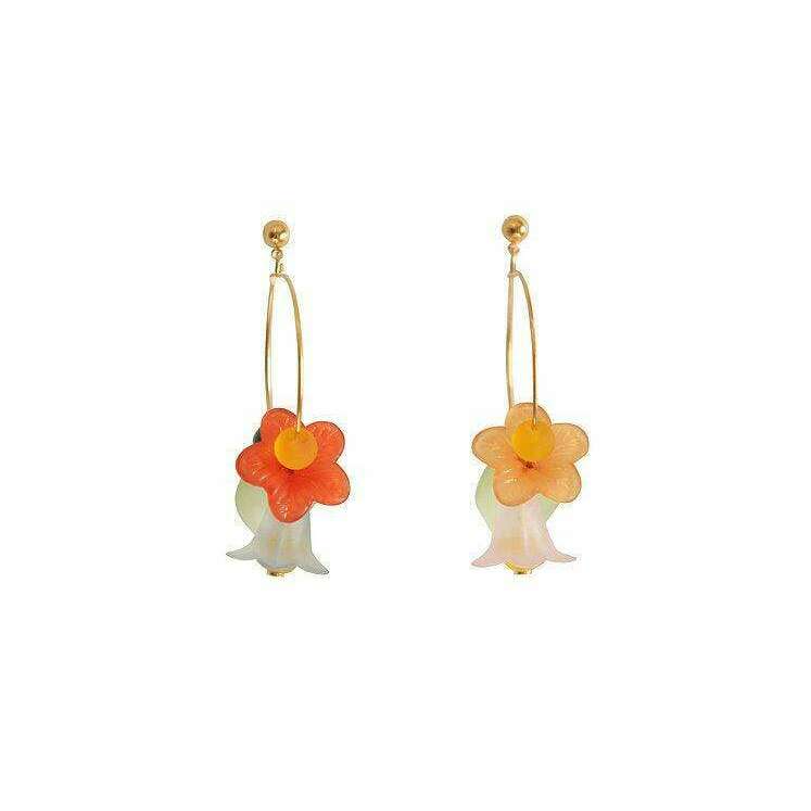 Flowered Hoop Earrings Halloween Brooch by Laliblue