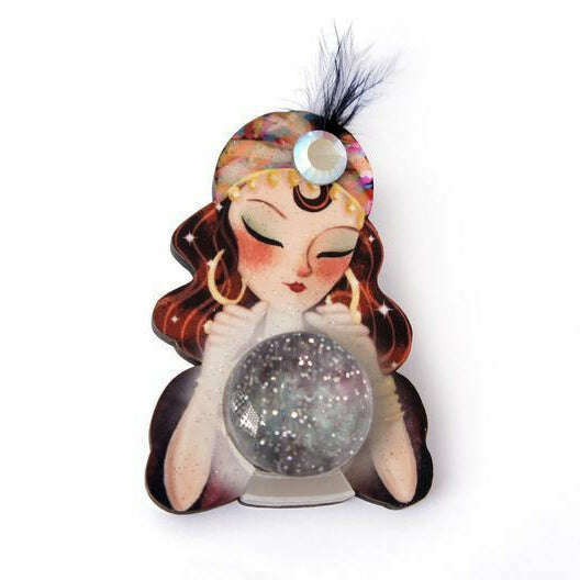 Fortune Teller with Crystal Ball Brooch by Laliblue