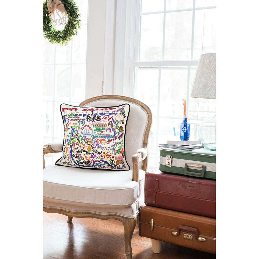 France Hand-Embroidered Pillow