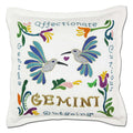 Gemini Astrology Hand-Embroidered Pillow by Cat Studio
