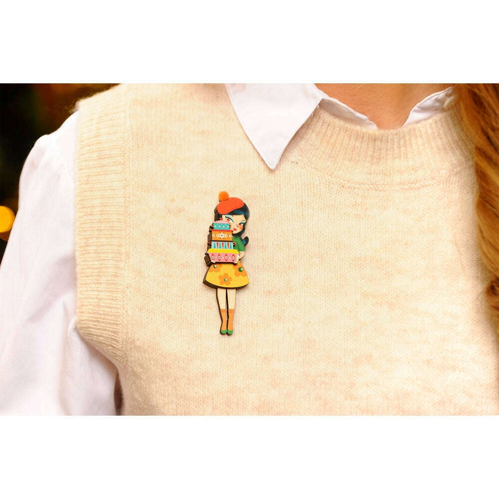 Girl with Retro Pyrex Containers Brooch by Laliblue