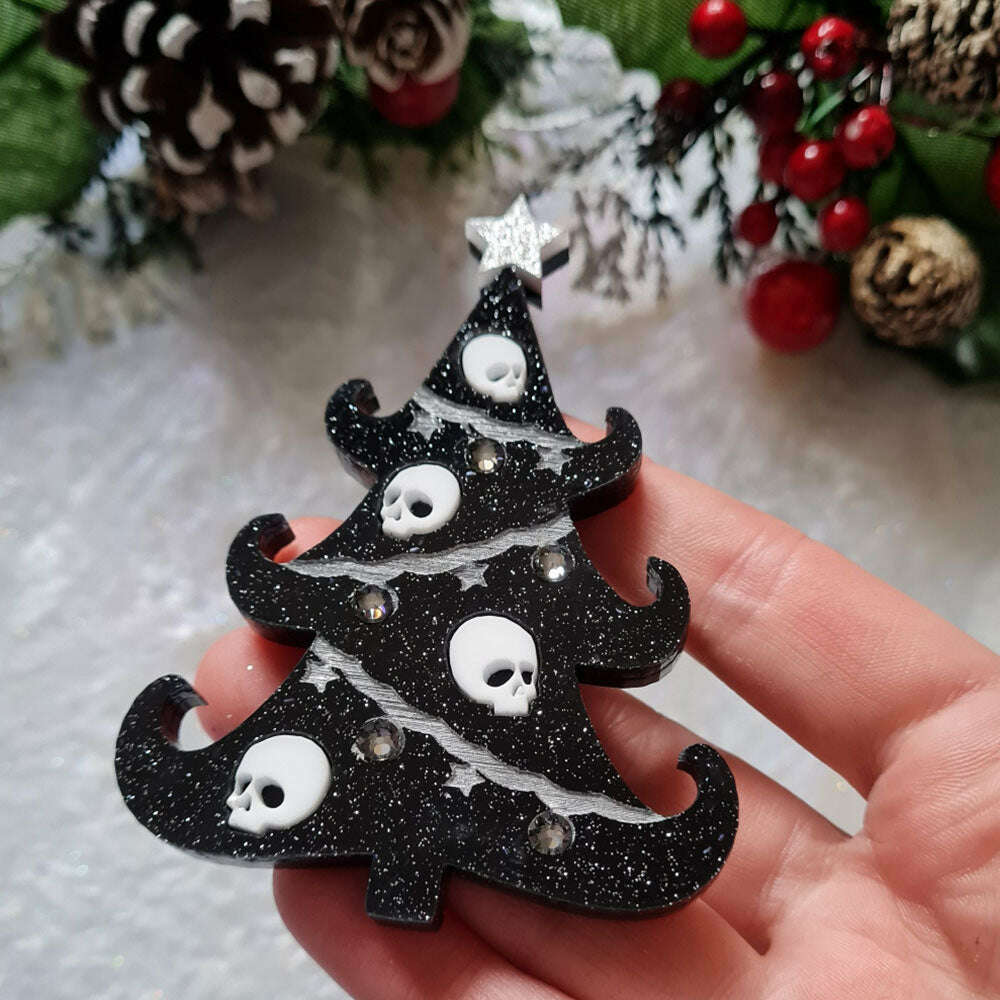 Gothic Christmas Tree Brooch by Cherryloco