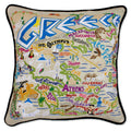 Greece Hand-Embroidered Pillow