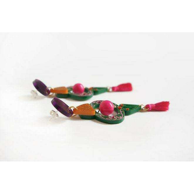 Green Christmas Ornament Earrings by Laliblue