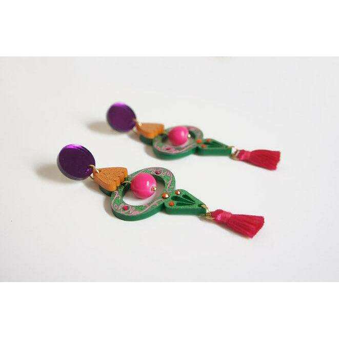 Green Christmas Ornament Earrings by Laliblue