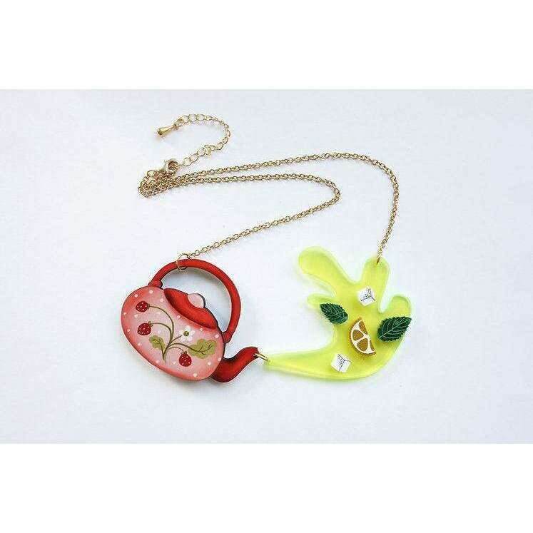 Green Teapot Necklace by Laliblue