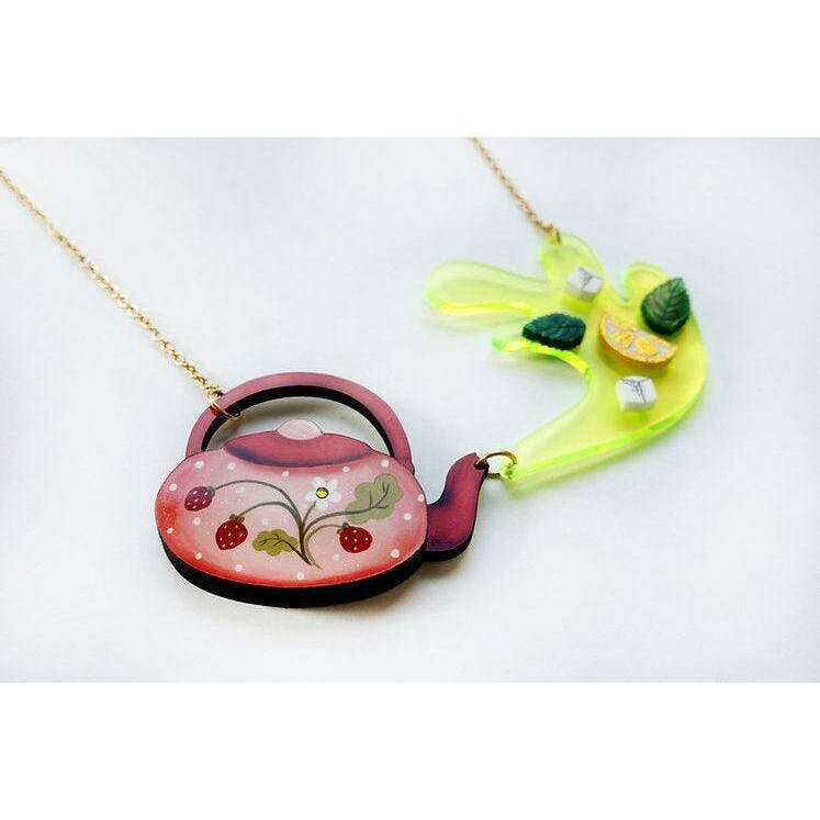 Green Teapot Necklace by Laliblue