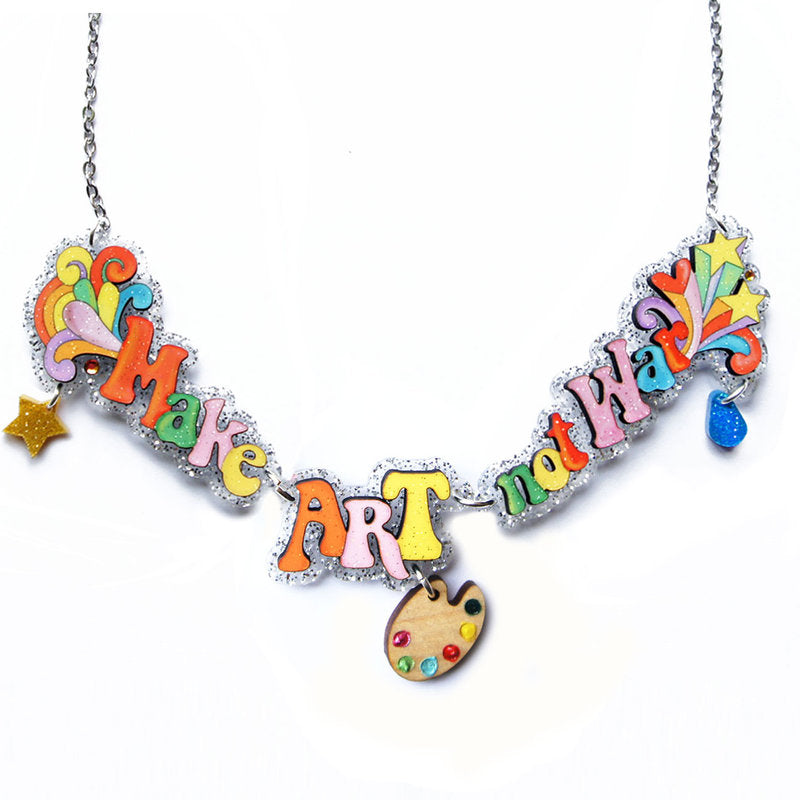 Make Music Not War Necklace by Laliblue – Retro Statement Necklace Vintage Inspired