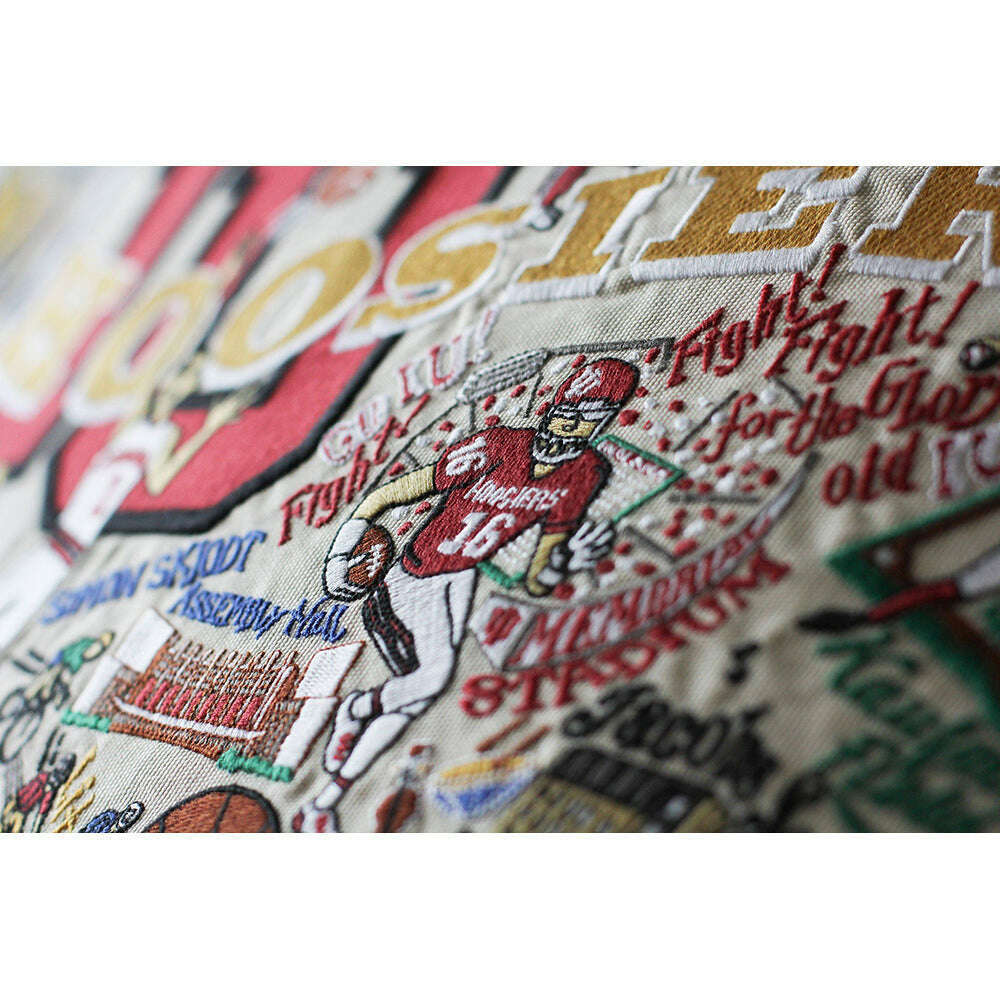 Indiana University Collegiate Hand-Embroidered Pillow