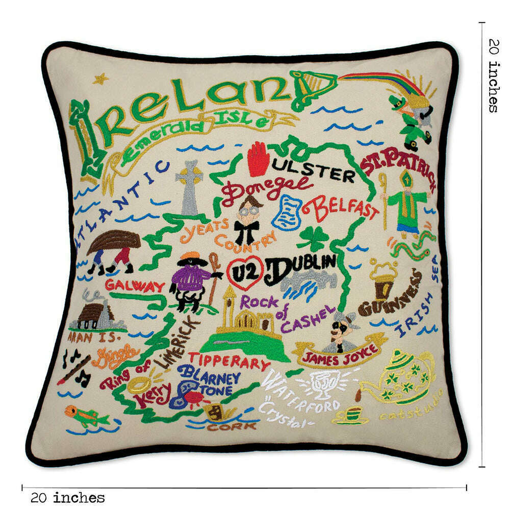 Ireland Hand-Embroidered Pillow