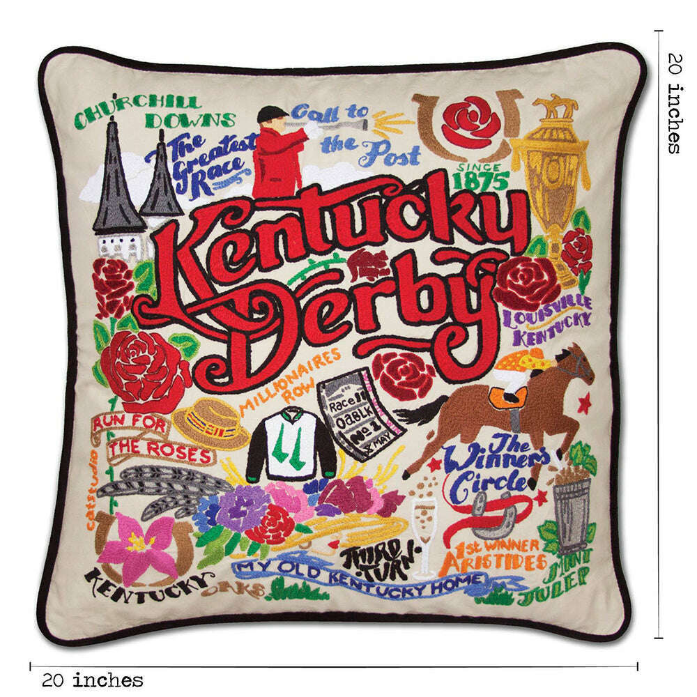 Kentucky Derby Hand-Embroidered Pillow