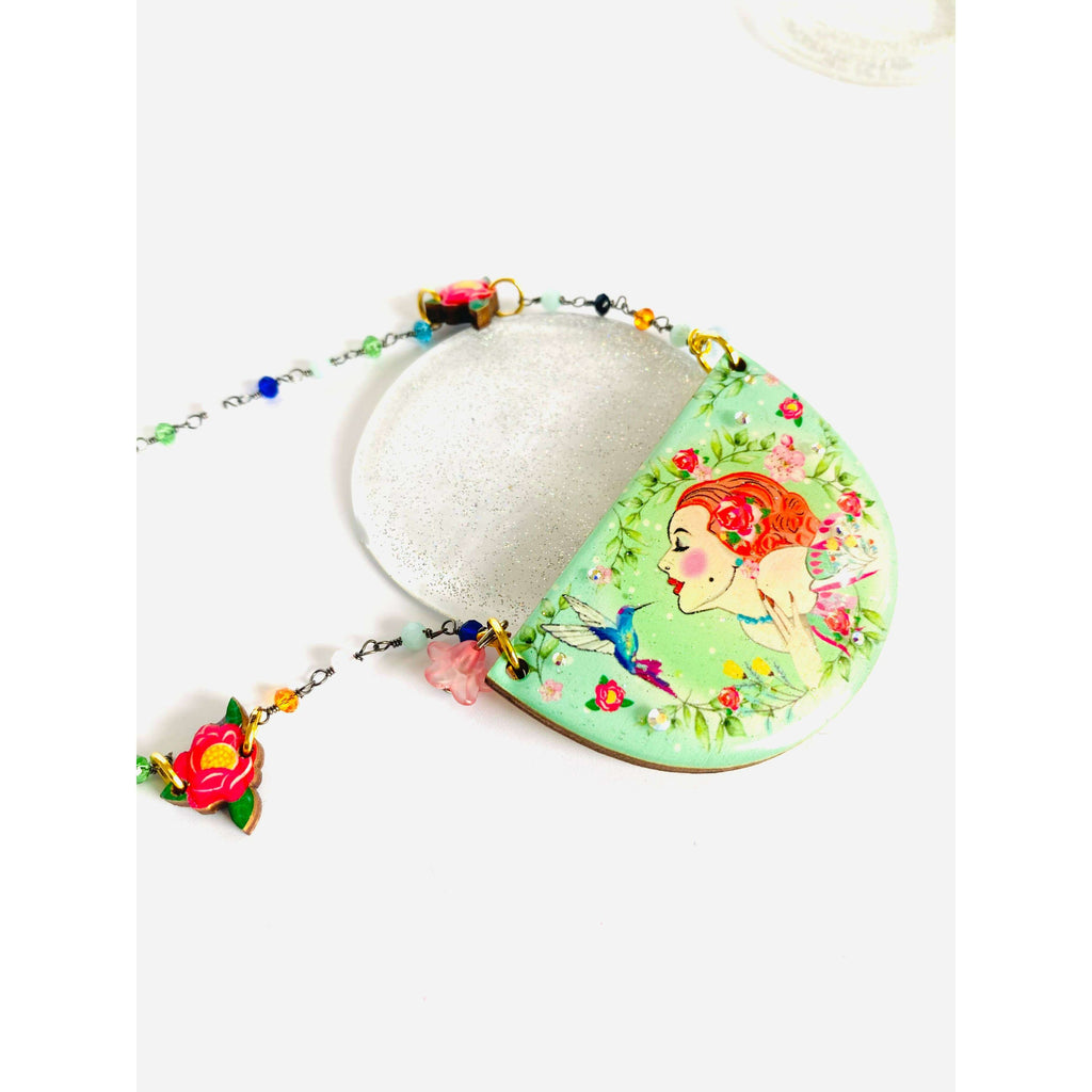 Lady and Hummingbird Statement Necklace by Rosie Rose Parker