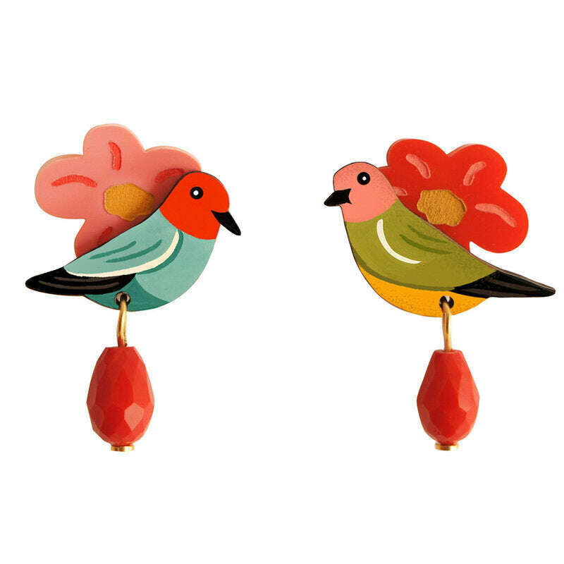 Bird and Flower Earrings by Laliblue