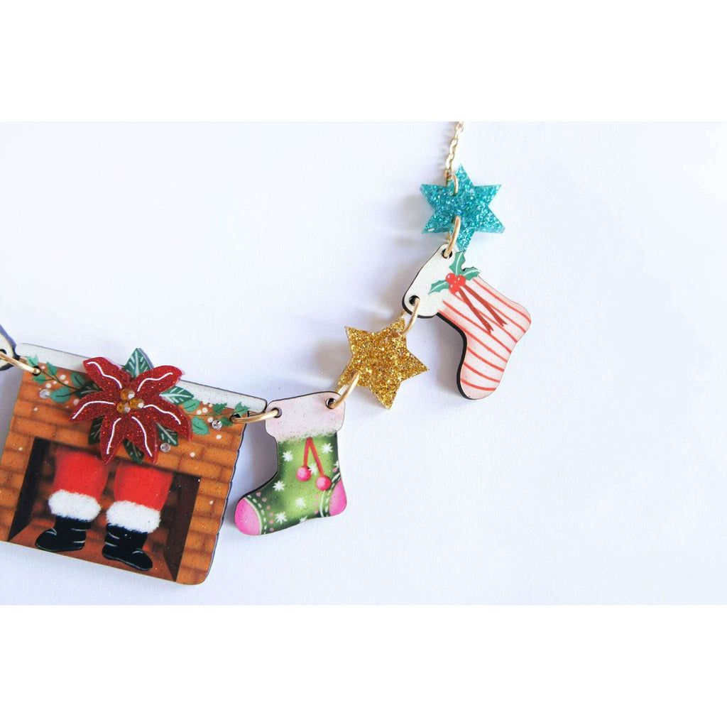 Christmas Chimney with Stockings Necklace by Laliblue