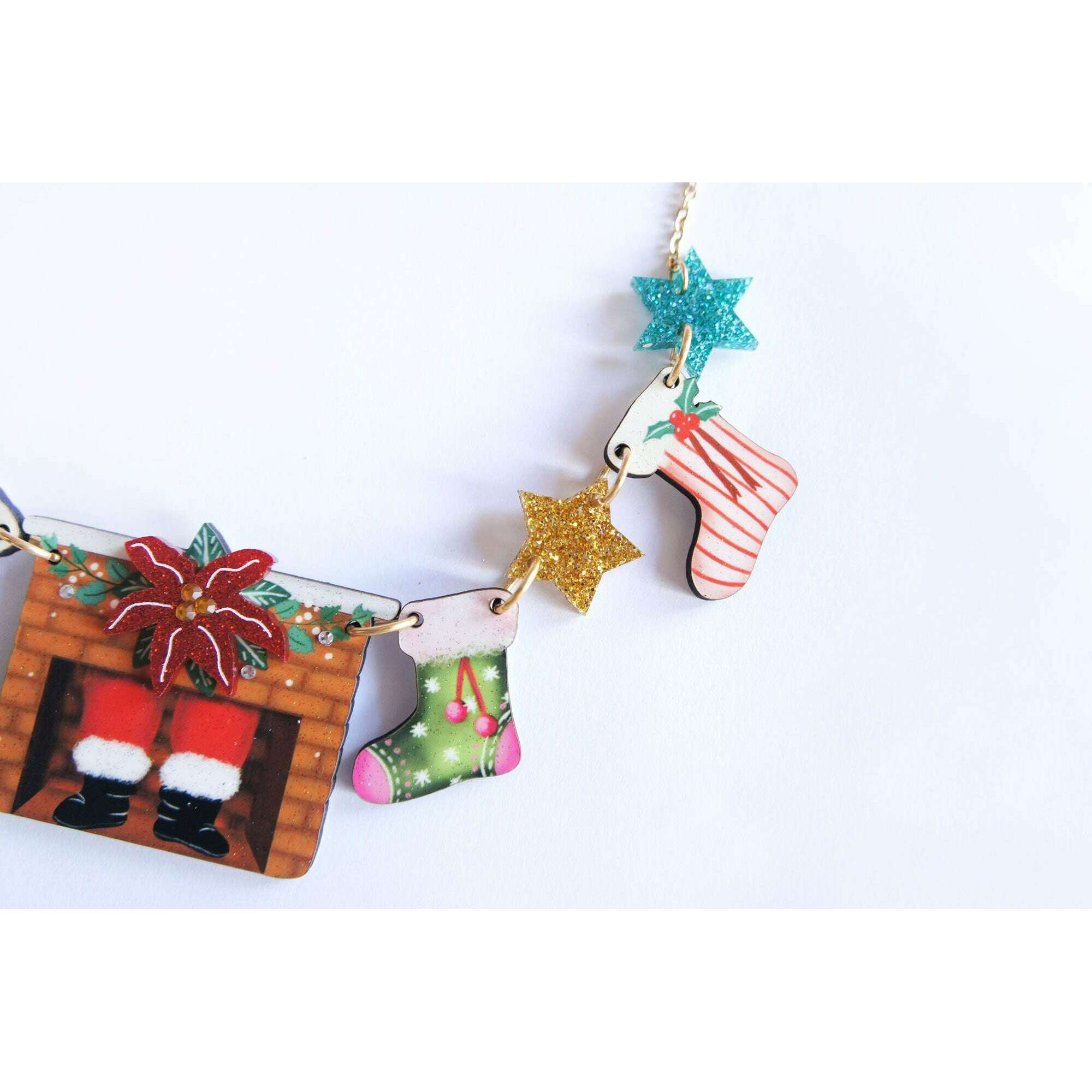 Christmas Chimney with Stockings Necklace by Laliblue