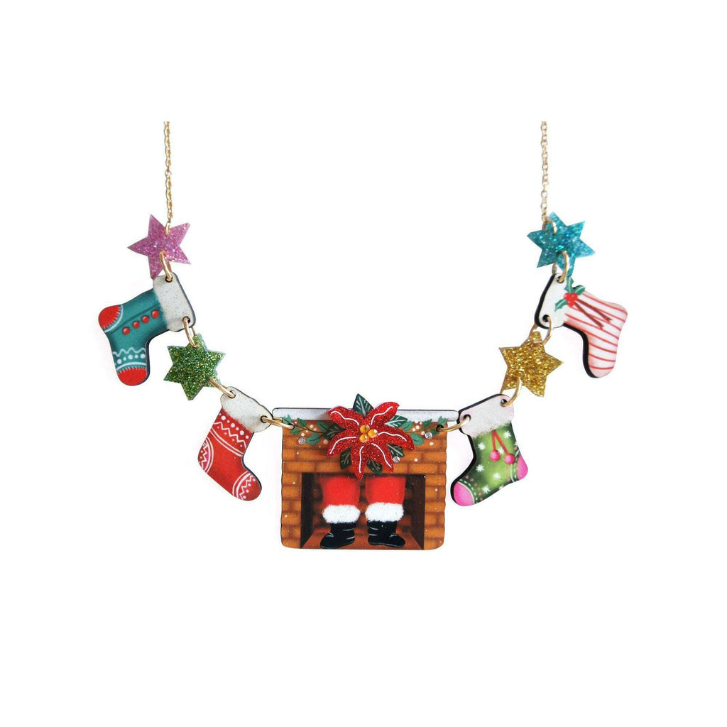 Christmas Chimney with Stockings Necklace by Laliblue