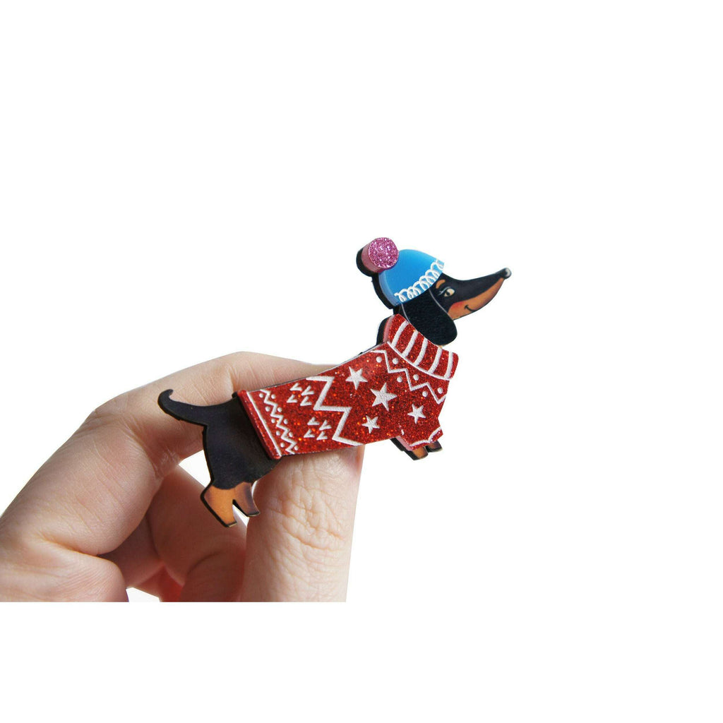 Dachshund Dog in Sweater Brooch by Laliblue