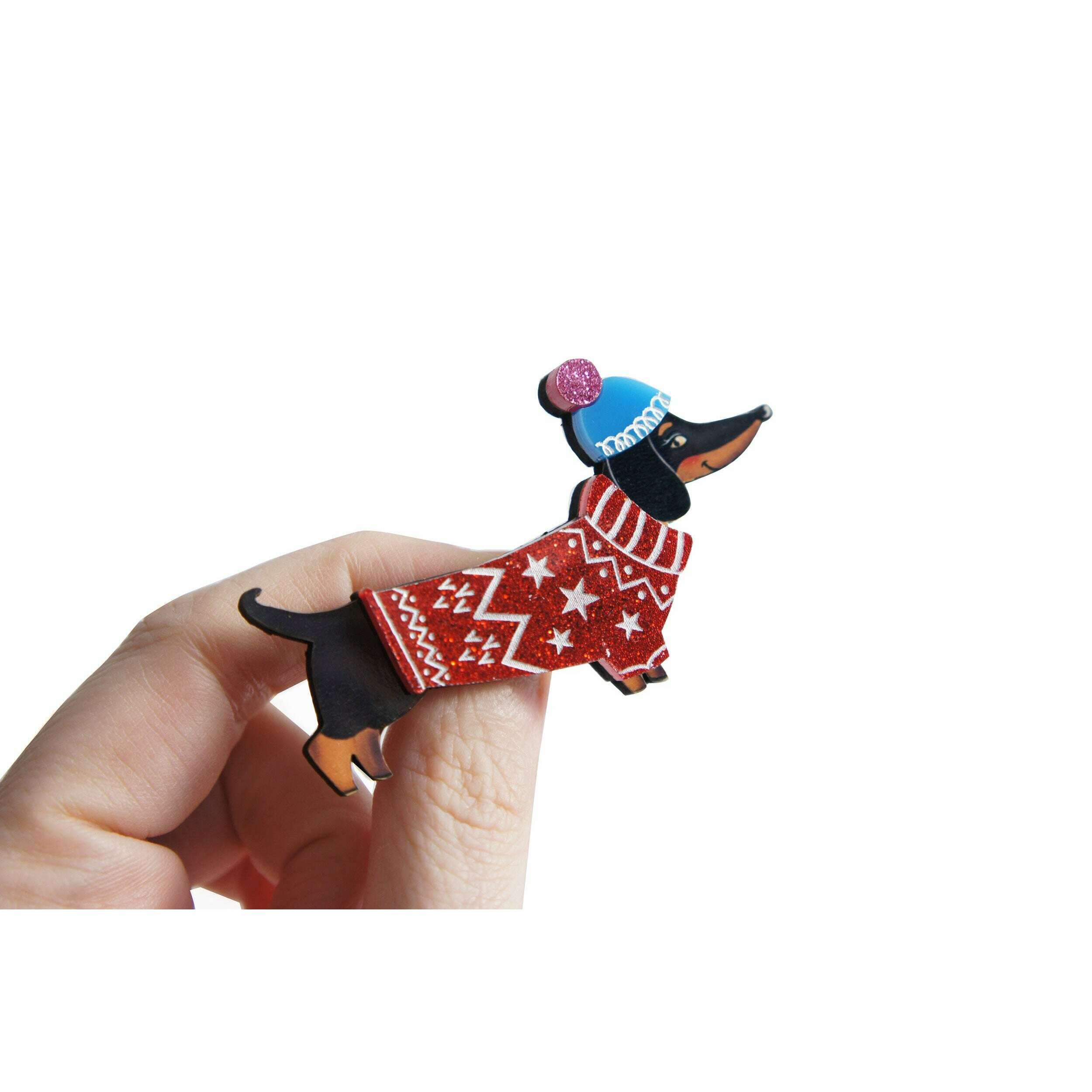 Dachshund Dog in Sweater Brooch by Laliblue