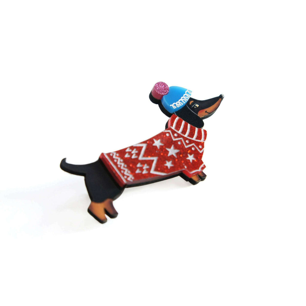 Dachshund Dog in Sweater Brooch by Laliblue