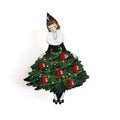 Girl with Christmas Tree Dress Brooch by Laliblue