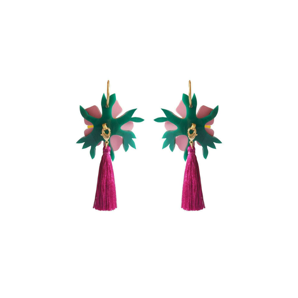 Pink Tropical Flower Earrings by Laliblue