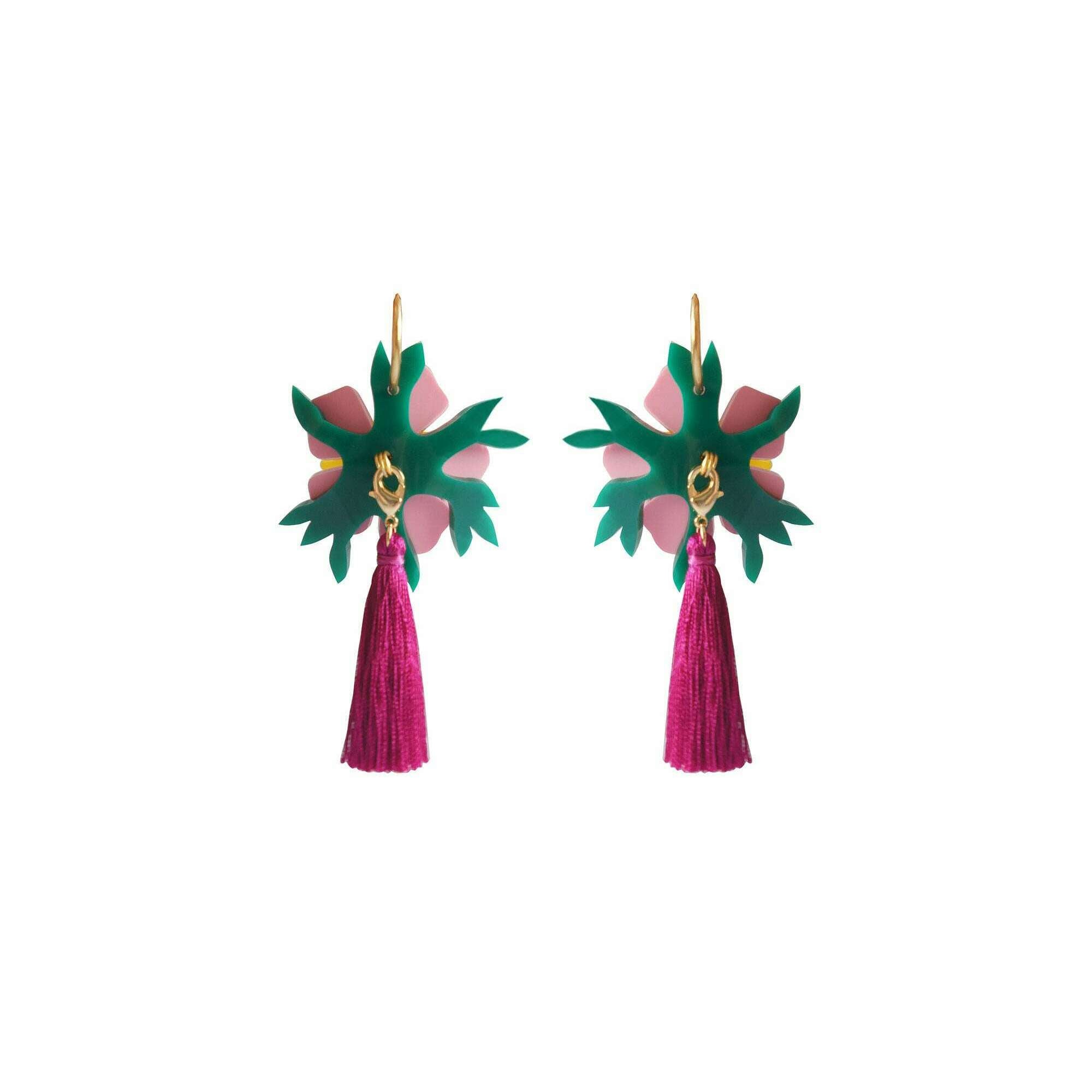 Pink Tropical Flower Earrings by Laliblue
