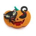 Pumpkin with Black Kitten Brooch by Laliblue