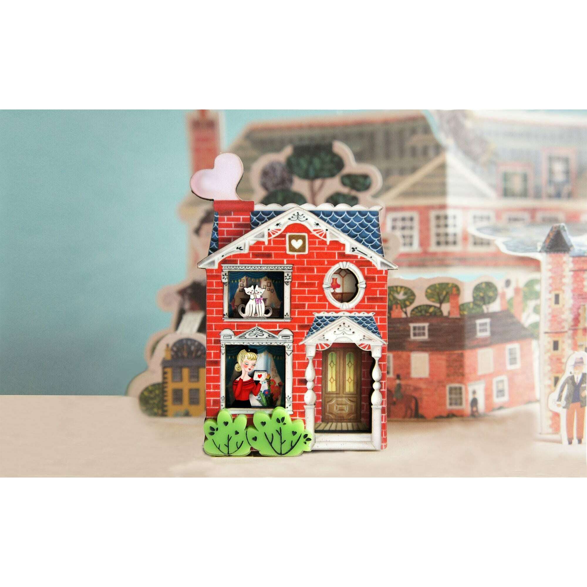 Valentine's House Brooch by Laliblue