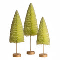 Lime Green Bottle Brush Trees Set of 3 by Bethany Lowe