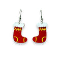 Christmas Stocking Drop Earrings by Lipstick & Chrome