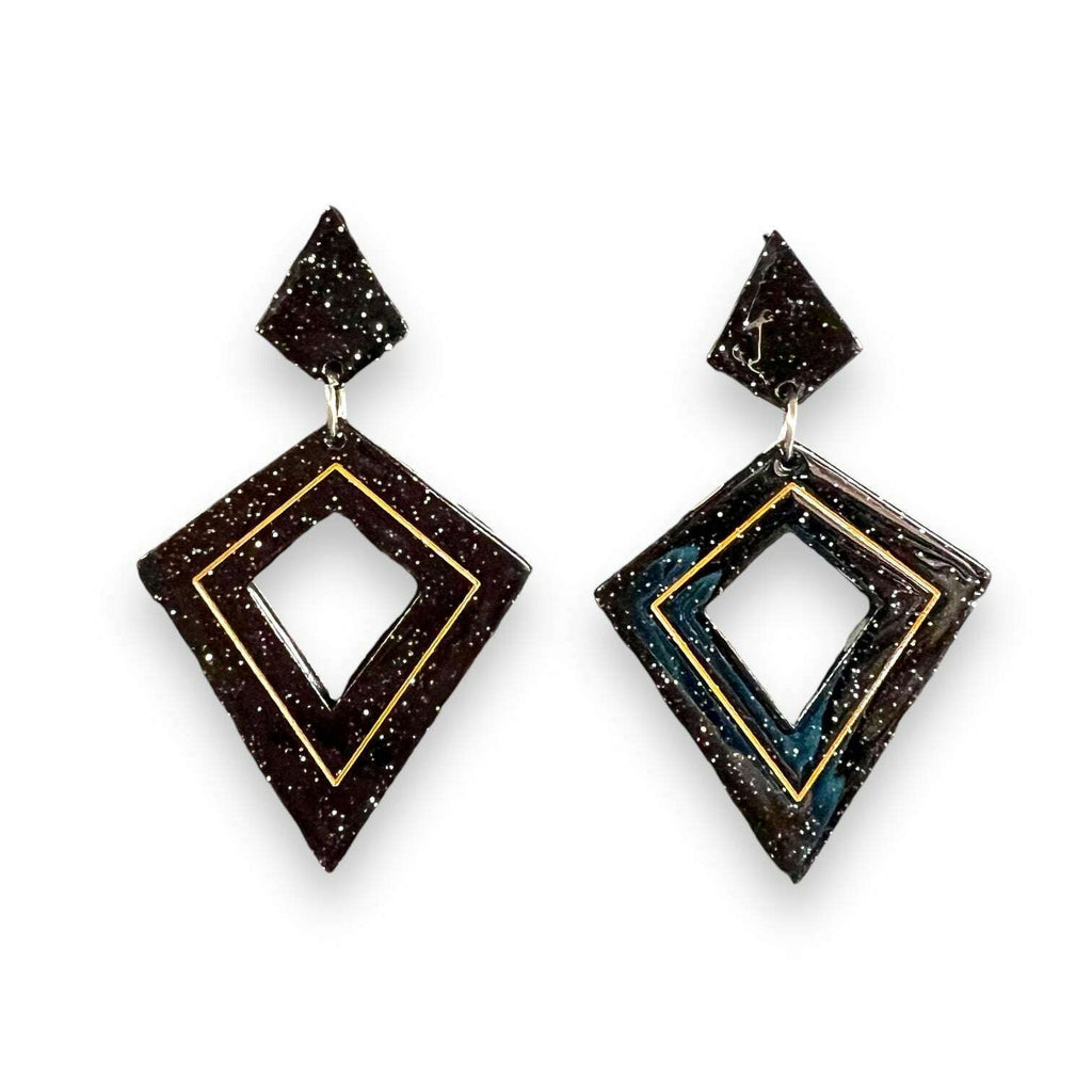 Retro Diamond Dangle Earrings by Lipstick & Chrome