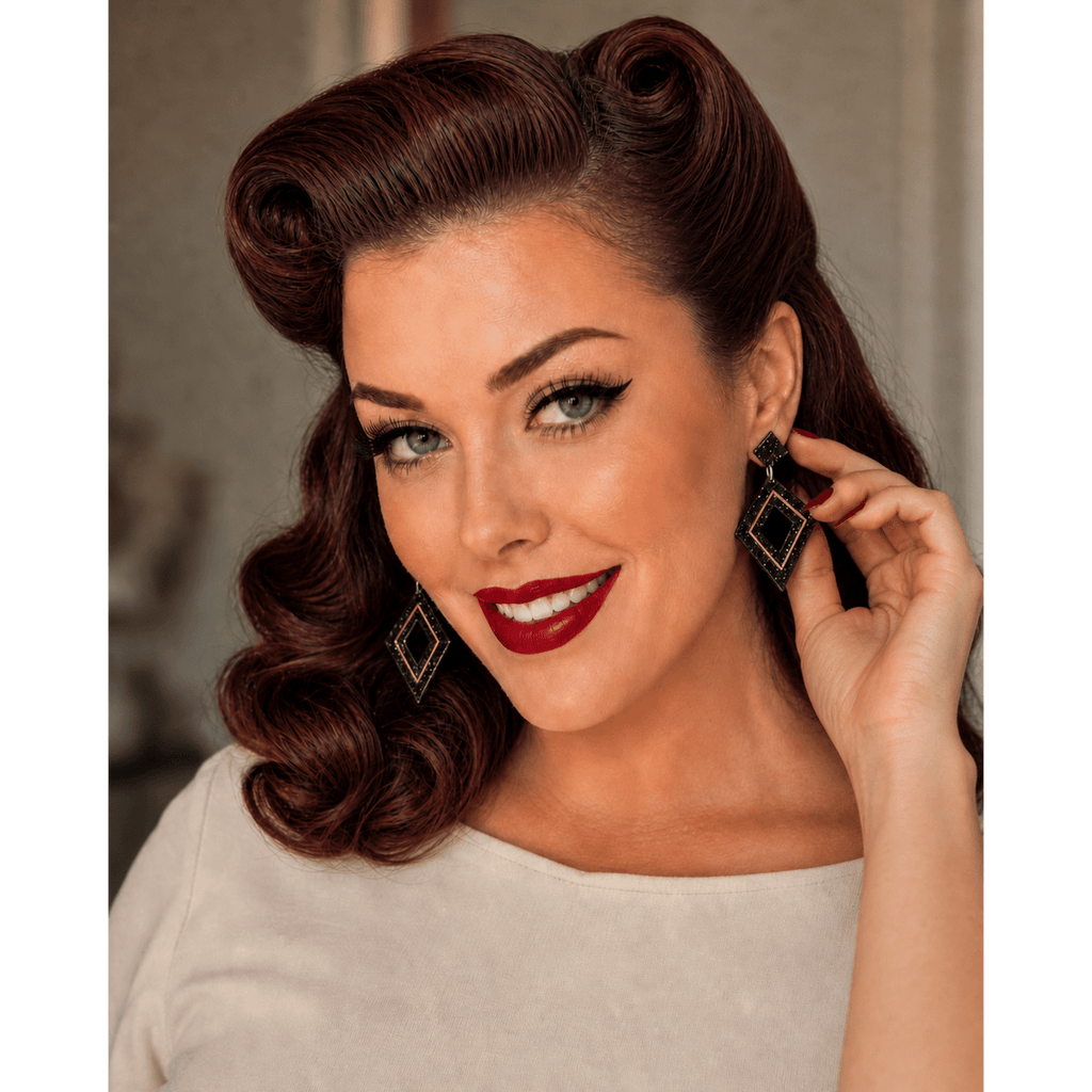 Retro Diamond Dangle Earrings by Lipstick & Chrome