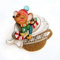 Little Mouse on Cappuccino Cream Brooch by Laliblue