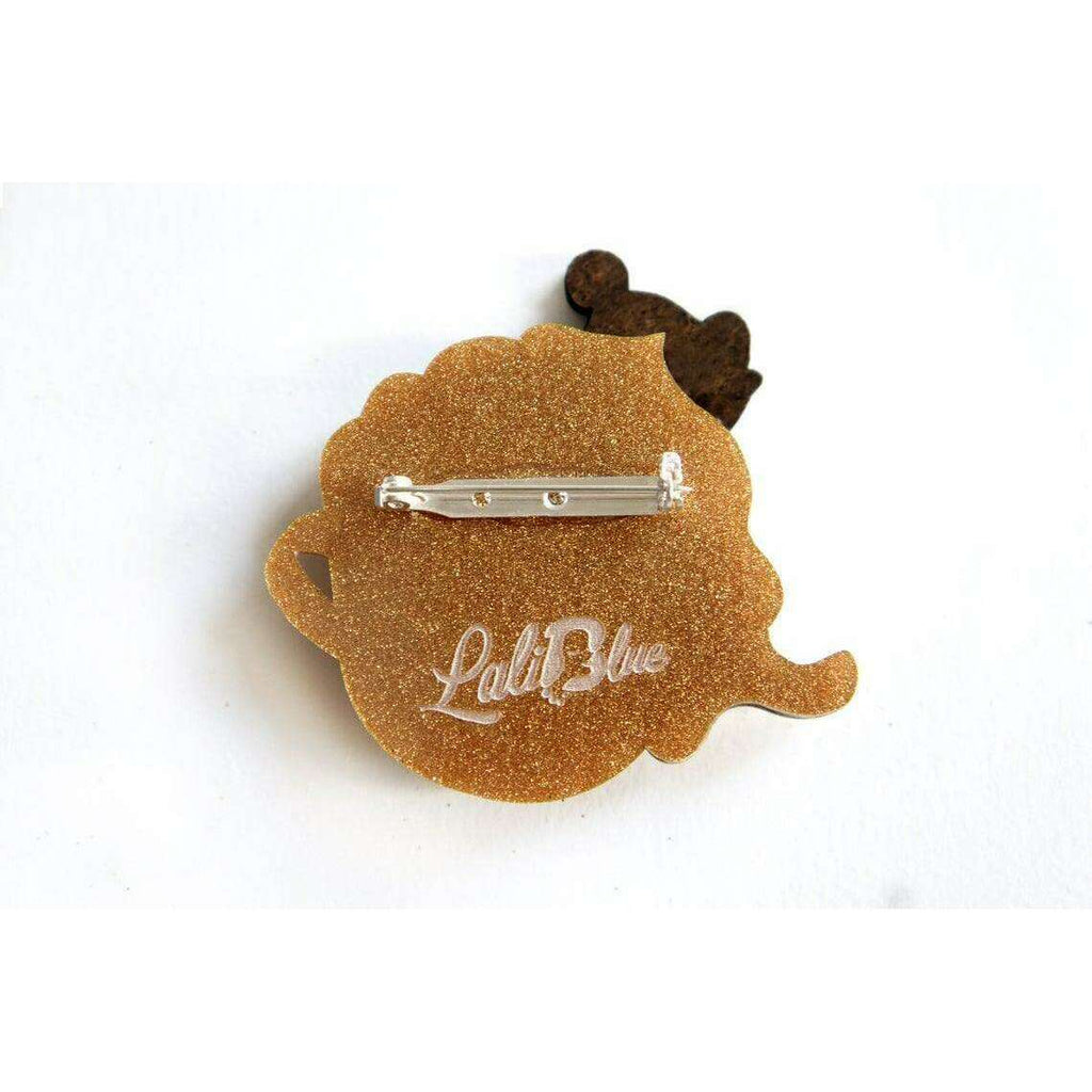 Little Mouse on Cappuccino Cream Brooch by Laliblue