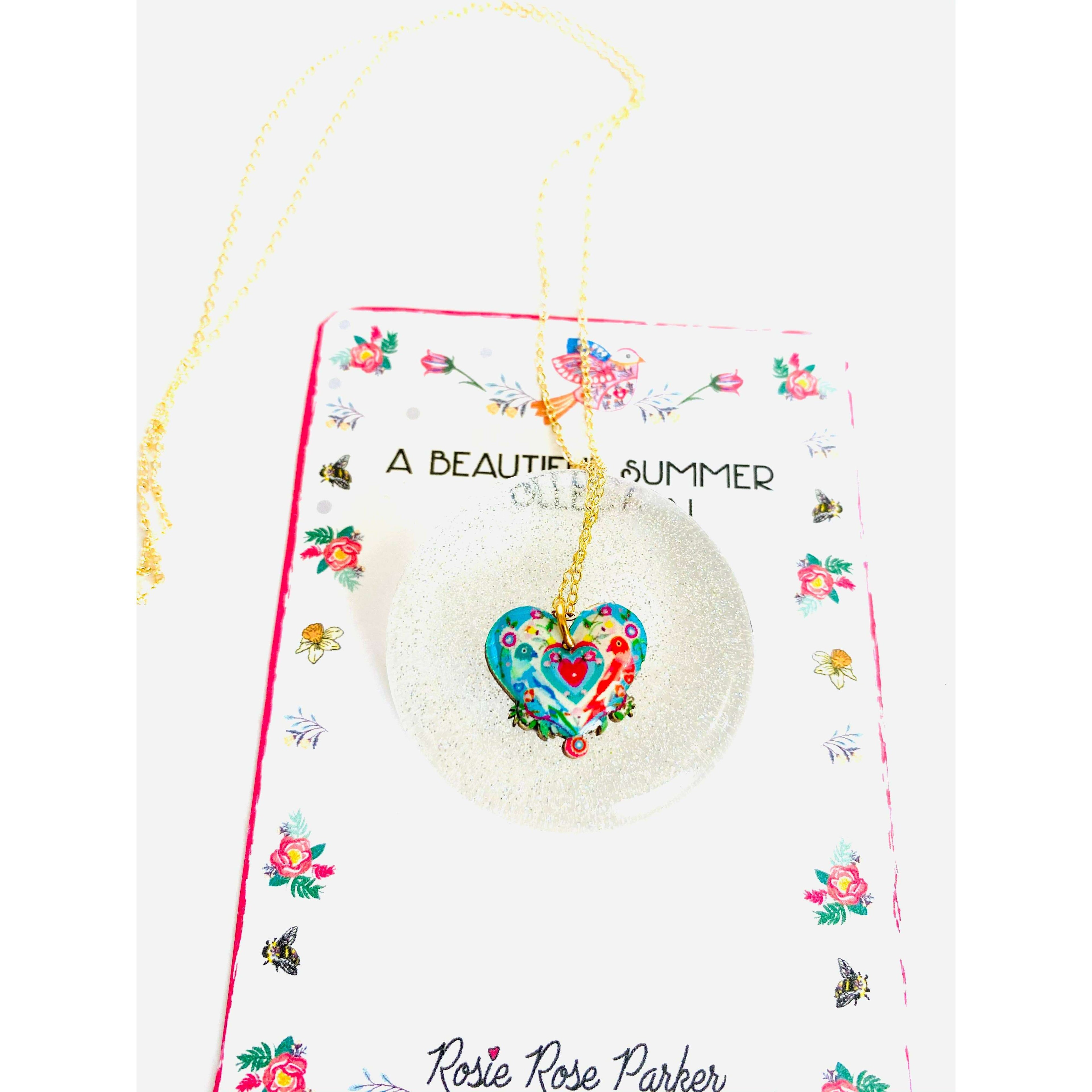 Lovebird Necklace on Gold Chain by Rosie Rose Parker