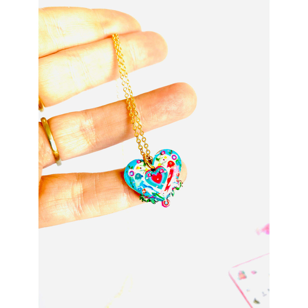 Lovebird Necklace on Gold Chain by Rosie Rose Parker
